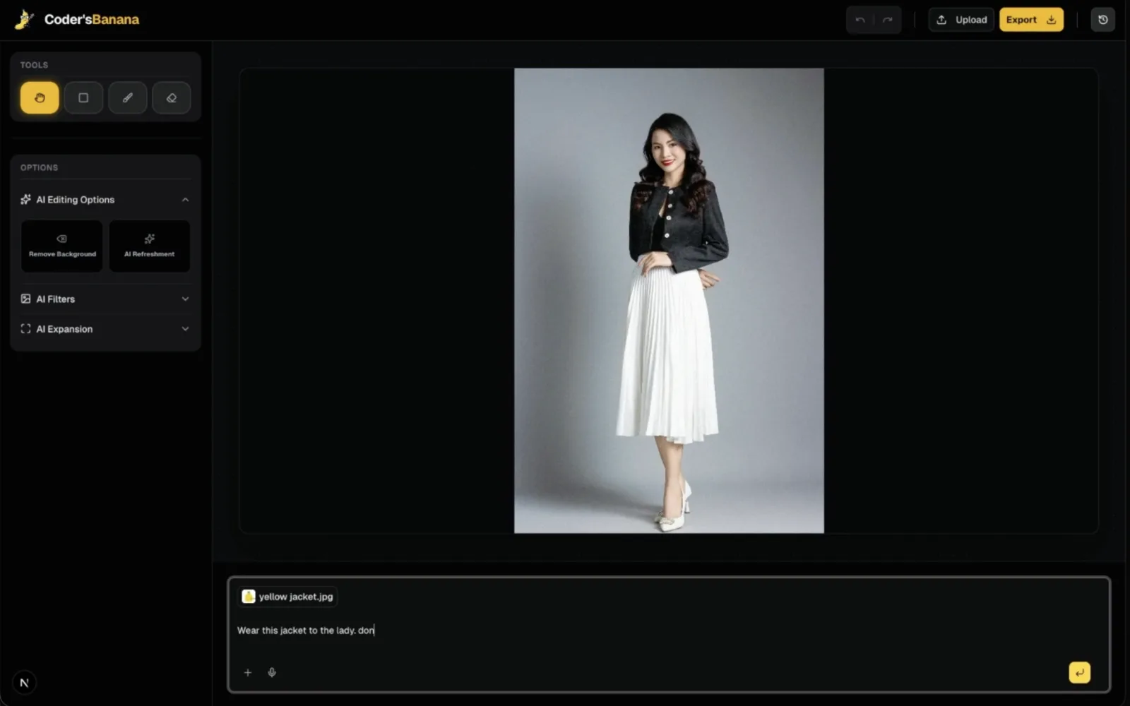 AI image editor screenshot