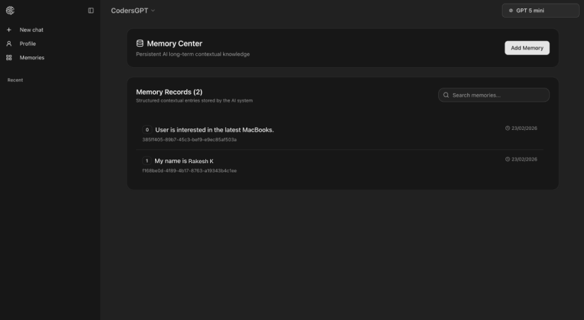 AI SaaS App: Memory Center