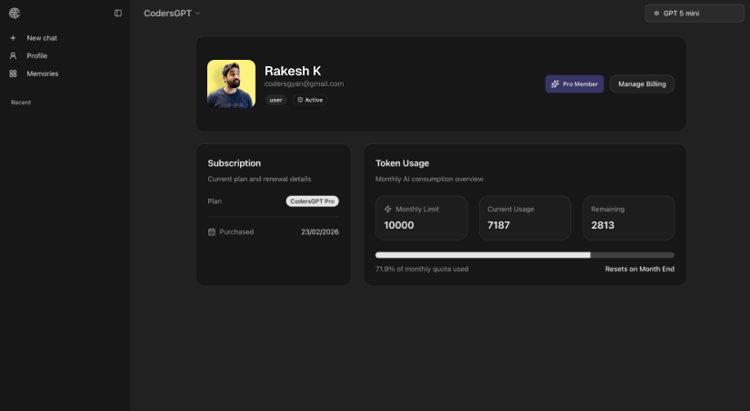 AI SaaS App: Billing & Profile